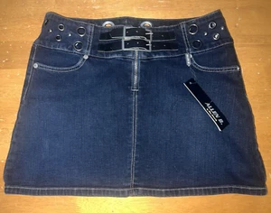 ALLEN B. by Allen Schwartz Grommet Embellished Denim Mini Skirt Size 29 8 NWT - Picture 1 of 3