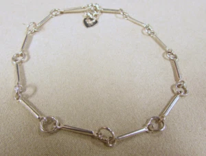 "Pulsera de tobillo de plata esterlina de 10" con colgante de corazón y cierre de palanca + - Imagen 1 de 2