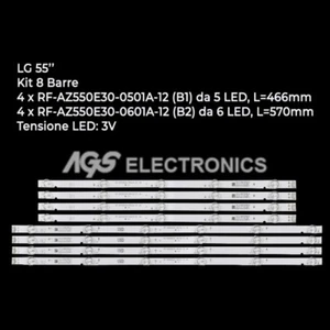 KIT 8 BARRES BANDE LED-Fernseher LG RF-AZ550E30-0501A-12 SDL550WY 55UJ620 - Picture 1 of 1