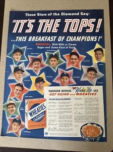 Joe DiMaggio, Bob Feller usw. gerahmte 1936 Vintage Wheaties Müsli Anzeige! Selten! - Bild 1 von 7