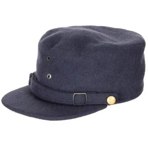 Vintage 1960s Swedish air force blue wool lined winter hat cap mountain strap & - Imagen 1 de 2