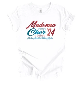 Trenz Shirt Company Madonna Cher '24 Make America Diva Again Womens Graphic - Picture 1 of 3