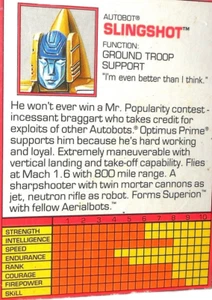 G2 Transformers SLINGSHOT Generation 2 1993 TECH SPECS File Card two superion - Bild 1 von 2
