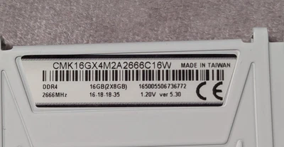 Corsair Vengeance LPX 32GB (2x16GB) DDR4 DRAM 2666MHz (PC4-21300) Memory (White) - Image 1 of 2