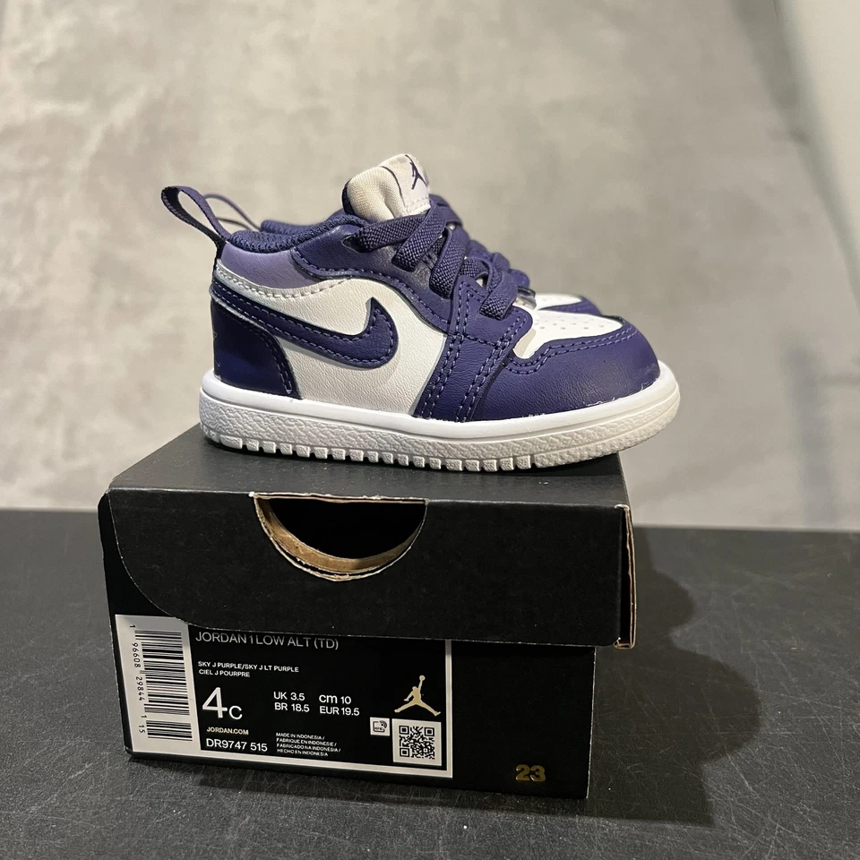 Jordan 1 Low ALT Shoes Toddler Size 4C Purple White DR9747-515 Baby Sneakers - Image 1 of 4