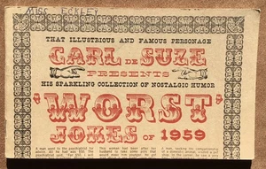 Booklet / Listeners WORST JOKES OF 1959 Carl DeSuze WBZ Radio Station Boston MA - Foto 1 di 6