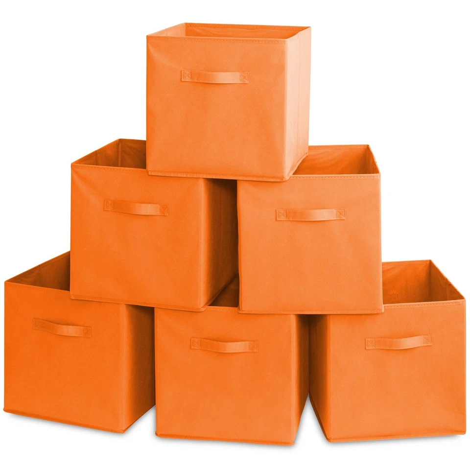 6 Collapsible 13" Fabric Cubby Cube Storage Bin Baskets for Shelves - Orange - Image 1 of 1