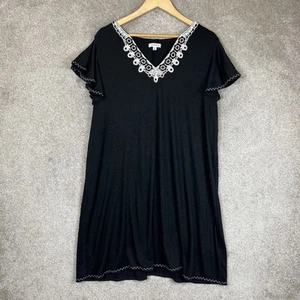 Vestido Max Studio para mujer 1X negro manga acampanada elástico bordado - 2826* - Imagen 1 de 9
