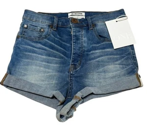 NUEVO Pantalones Cortos de Denim One Teaspoon LOVERS con Puños $110 NUEVOS - CINTURA 28” - Talla US 26 (OT7) - Imagen 1 de 15