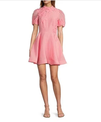 NWT Antonio Melani Size 6 Iris Linen Floral Mockneck Short Sleeve Dress - Image 1 of 4