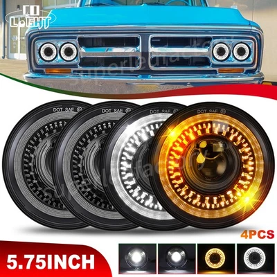 4 шт круглых светодиодных фар для запуска GMC C15/C1500 1961-1972 DRL 5,75 дюйма 5-3/4 дюйма - Изображение 1 из 4