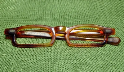 Vintage Âmbar Casca de Tartaruga Invertida Meio Olho Armações Apenas Retrô MCM - Imagem 1 de 4