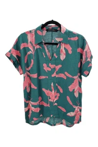 Colleen Lopez Damen Bluse Blumenmuster Linienmischung Grün - Bild 1 von 1