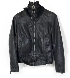 Giacca DIESEL donna nera moto biker full zip cropped taglia S foderata calda - Foto 1 di 14