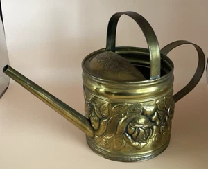 Vintage Brass Embossed Floral Design Watering Can - Picture 1 of 8