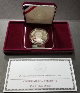 1998 S Robert F Kennedy PP Silber Dollar Gedenkmünzenbox und COA - Bild 1 von 6