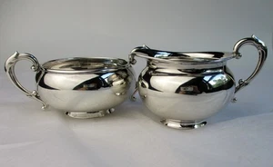 Elegant Sugar & Creamer set 950 sterling silver - Picture 1 of 4