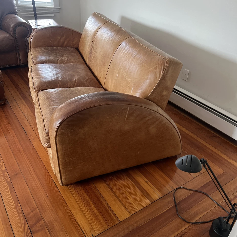 1940s Havana Art Deco Style Leather Sofa - Image 1 of 4