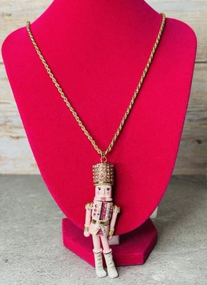 BETSEY JOHNSON Nutcracker Holiday Rhinestone Long Pendant Necklace NWT $68 - Image 1 of 2