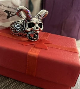 Versilberter Herrenring Totenkopf Größe 10 " - Bild 1 von 4