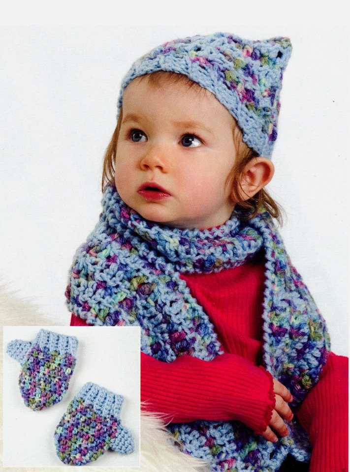 CUTE Confetti Waves Child's Scarf/Mittens/Hat/Crochet Pattern Instructions - Image 1 of 1