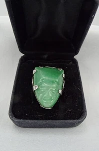 Azteken/Maya grüne Maske Silber Ring, 925 Mexiko Gr. 6 klobig - Bild 1 von 6