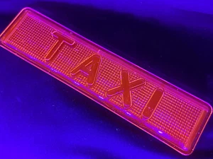 green Vaseline Uranium glass Taxi cab Lens light sign car part advertising glows - Picture 1 of 19
