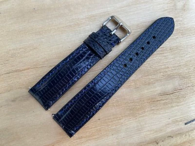 Navy Blue Lizard Leather Watch Strap Band, Size 18mm 20mm 21mm 22mm 24mm 26mm - Image 1 of 4