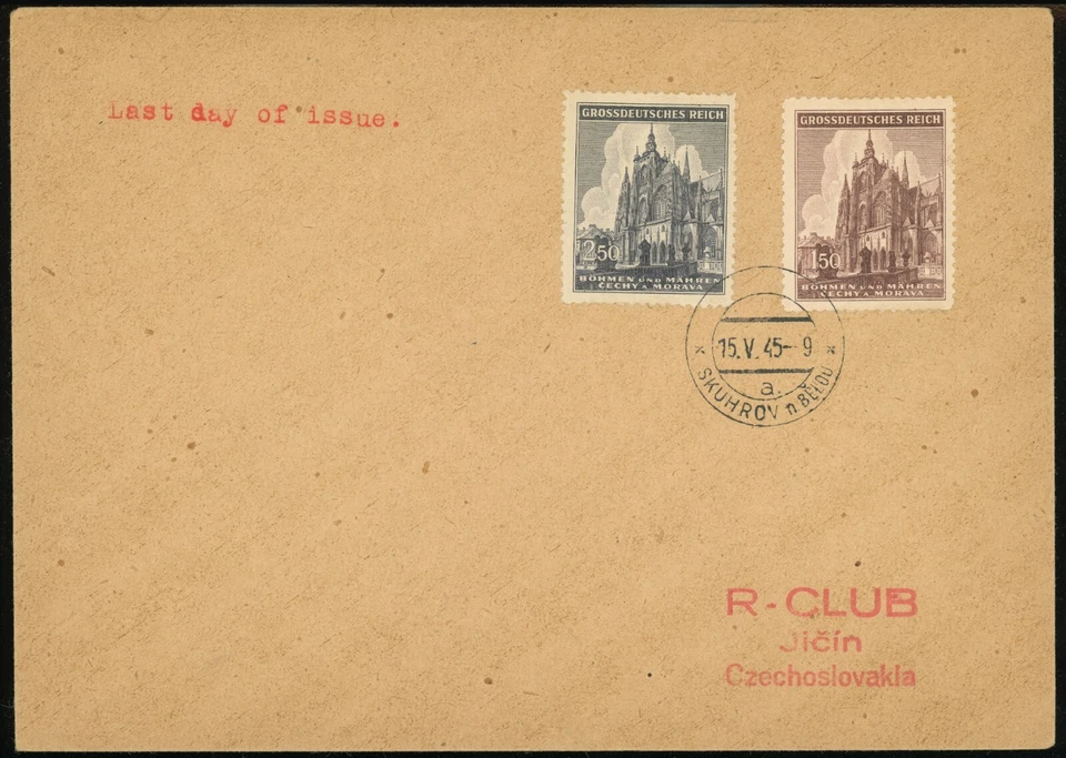 Богемия Моравия No88-89 последний день выпуска 1945 оккупация Чехословакии Вторая мировая война - Изображение 1 из 1
