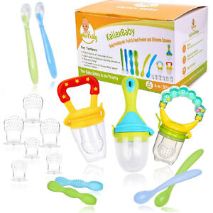 Ensemble mangeoire pour bébé 18 pièces - sucette à fruits, cuillères en silicone à croquer pour nourrissons