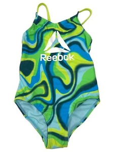 Reebok Girls Pink 1pc Swim Swimming Bathing Suit Green Tie Dye - Picture 1 of 2