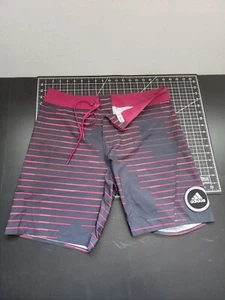 Adidas Surf Swim shorts Mens Size 28 end plastic waste red Striped Black Trunks - Picture 1 of 8