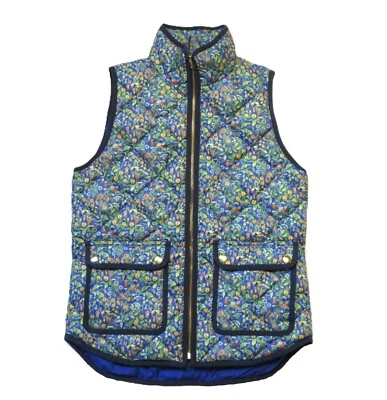 NUEVO CON ETIQUETAS J.Crew Chaleco de Excursión en Catebsy Liberty Floral Pájaro Plumón Relleno Acolchado XS Foto 1 de 4