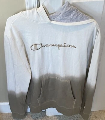Champion  Cream & Tan Athletic Wear Pullover Hoodie Sweatshirt Youth Size XL - Image 1 of 4