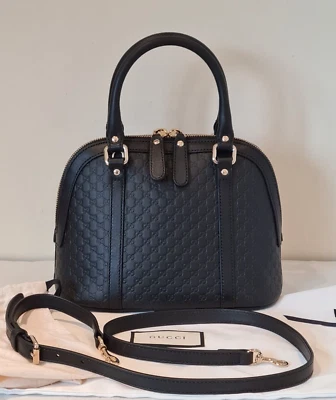 GuccI Shoulder Bag GG Monogram black leather Microguccissima mini Dome Brand New - Image 1 of 4