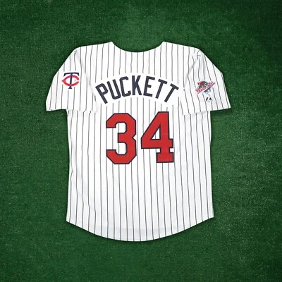 Kirby Puckett 1987 Minnesota Twins World Series Cooperstown Men's Home Jersey - Image 1 of 4