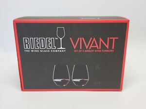 New Riedel Vivant Set of 2 Merlot Wine Tumblers 22.7/8 oz Capacity Crystal