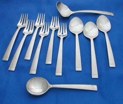 11 Pieces Community by Oneida FROST Pattern Salad Forks, Spoons, Gravy Ladle - Image 1 of 4