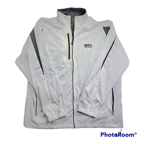 Antigua Men's XL PITT Panthers White Lined Jacket Full Zip Athletic Golf EUC Cover