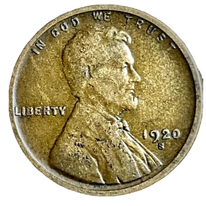 1920 -S "Fine" Lincoln Wheat Copper Small Cent.  - Bild 1 von 2