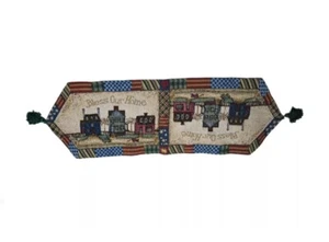 Country Bless Our Home Patchwork House Tapestry Table Runner - Picture 1 of 5