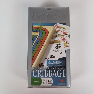 Cribbage Board Game Solid Wood 3 Track Board With Cards Family Game Cardinal NEW - Image 1 of 4