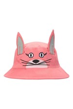 Mountain Warehouse Girls 100% Cotton Owl Kids Bucket Wide Brim Hat w/ Fabric
