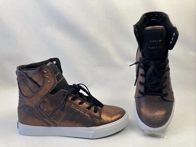 SUPRA Para Mujer Alta Skate Moda Tenis Zapatos Cobre Metálico Marrón Talla 8 Nuevo Foto 1 de 4