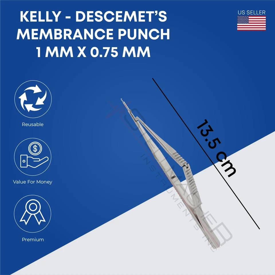 STELLMACHER INSTRUMENTS INC Kelly Descemet Membrane Punch Forceps 1x0.75mm Ophthalmic Instruments 13.5cm
