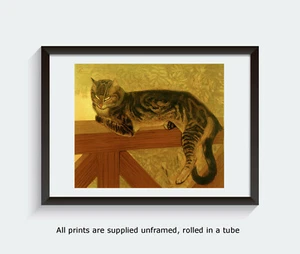 Steinlen Summer Cat on a Balustrade fine art cat print cat poster vintage art - Picture 1 of 8