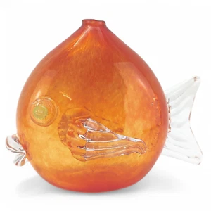 Glas Fisch - orange - Murano Art - handgearbeitet - Vase - Bild 1 von 6