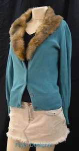 CAbi #3018 Women's Tearoom Cardigan Removable fur collar Cardigan Sweater Size S - Picture 1 of 10