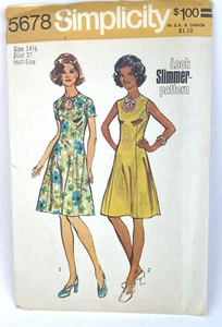 70er Simplicity Misses Kleid Schnittmuster UNGESCHNITTEN - GR. 14,5 Brustweite 37 - 5678 Vintage - Bild 1 von 5