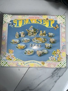 Childrens Teddy Bear Tea Set Ceramic 23 Piece Hand Painted 1996 Complete - Picture 1 of 5